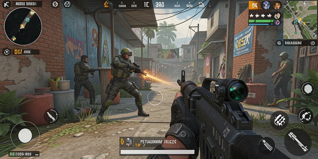 Screenshot gameplay 365ZK menampilkan aksi tembak menembak yang mendebarkan.
