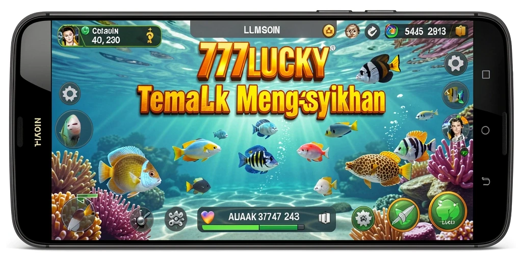 Gameplay seru dalam 777LUCKY dengan aksi menangkap ikan.