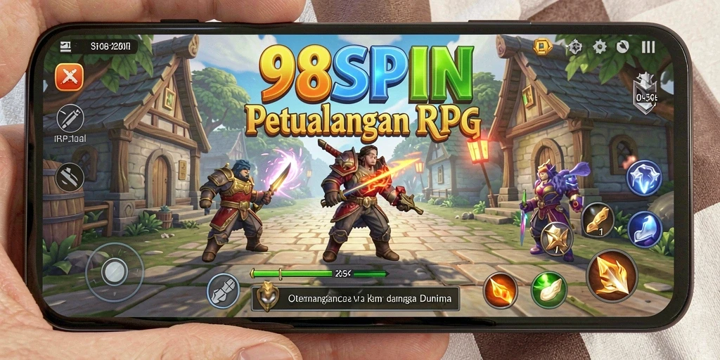 Tampilan gameplay seru dari 98SPIN dengan karakter RPG yang beraksi.