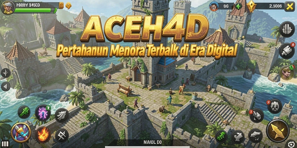 Screenshot gameplay ACEH4D menunjukkan pertarungan menegangkan antara menara dan musuh.