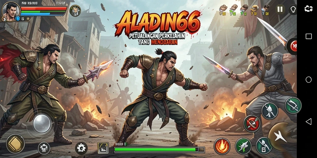 Tampilan seru gameplay ALADIN66 dalam pertarungan melawan musuh.
