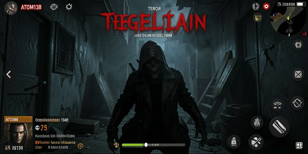 Screenshot gameplay menampilkan suasana Horror yang mencekam.
