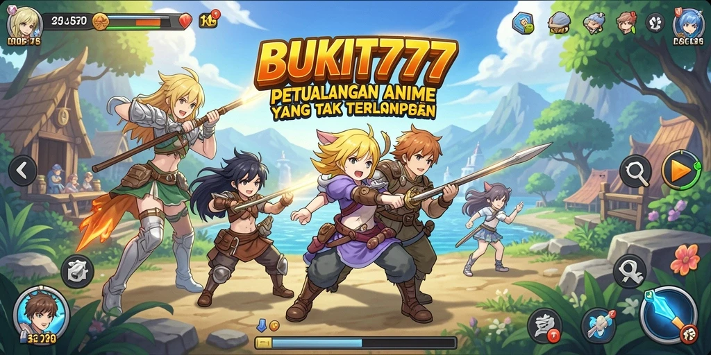 Tampilan menarik dari gameplay BUKIT777 yang penuh warna dan karakter Anime.