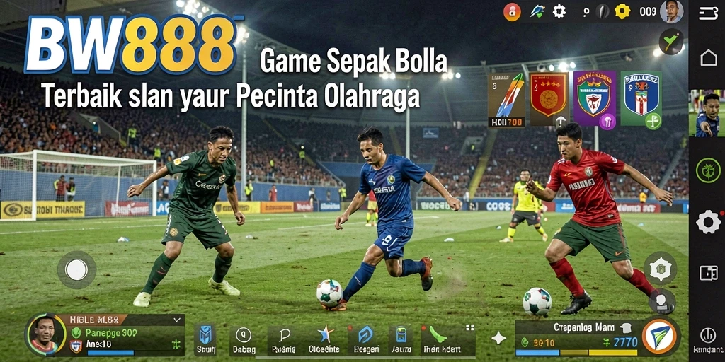 Tangkapan layar permainan BW888 menampilkan aksi sepak bola mendebarkan.