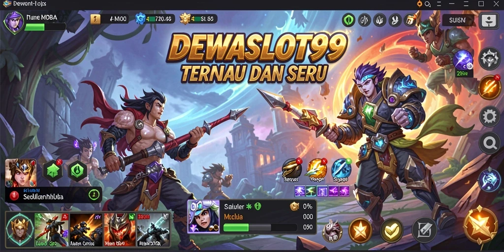 Gameplay menarik DEWASLOT99 dalam aksi pertarungan MOBA.