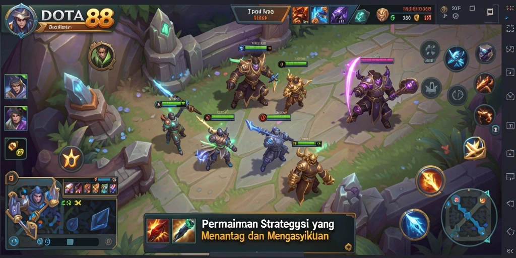 Tangkapan layar DOTA88 menunjukkan aksi pertempuran strategi yang intens.