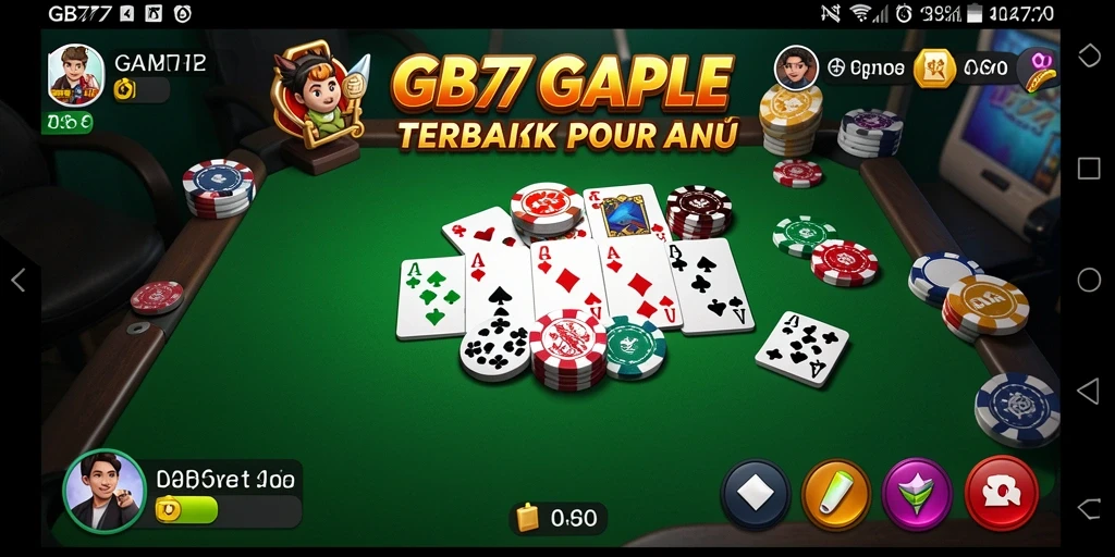 Screenshot gameplay menunjukkan pemain bersaing dalam Gaple dengan antarmuka yang menarik.
