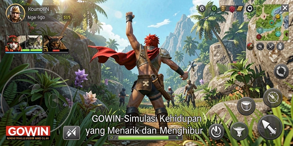 Tampilan gameplay menarik dari GOWIN yang penuh warna dan detail.