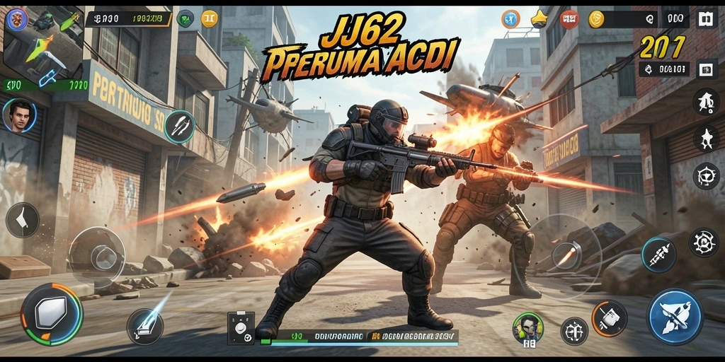 Screenshot permainan JJ62 menunjukkan aksi pertarungan yang mendebarkan.