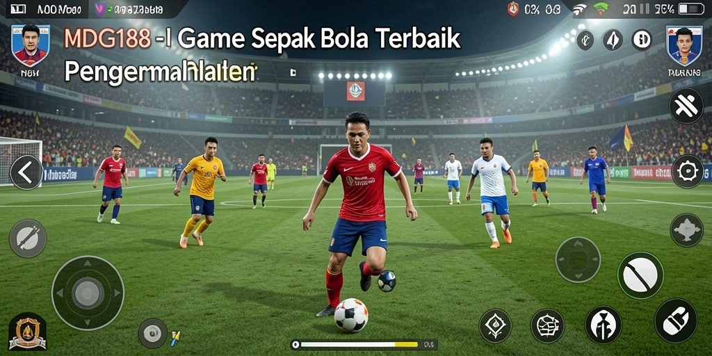 Screenshot gameplay MDG188 yang menunjukkan aksi pertandingan sepak bola.