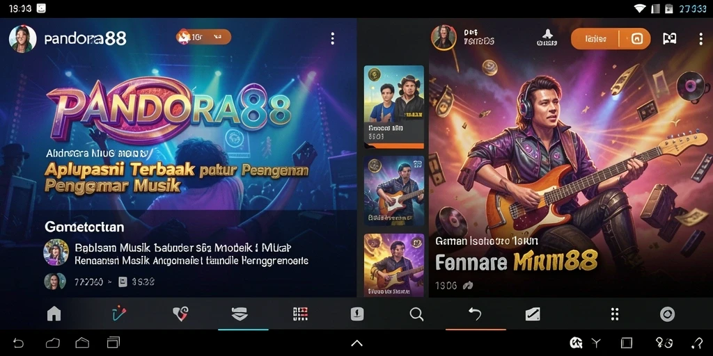 Screenshot PANDORA88 menampilkan antarmuka aplikasi musik yang menarik dan interaktif.