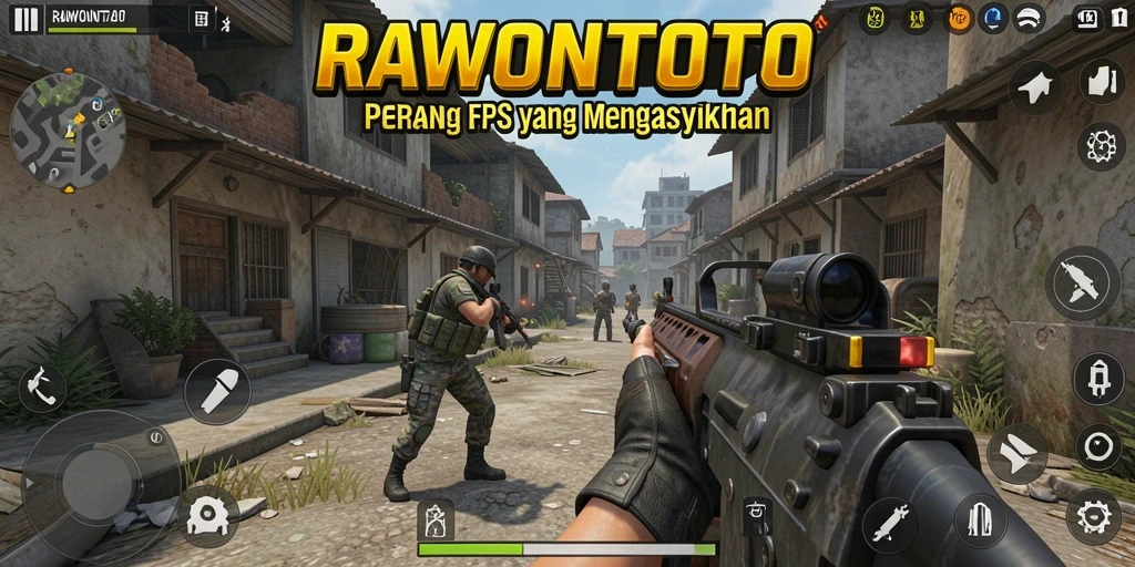 Screenshot gameplay intens dari RAWONTOTO dengan aksi menembak yang menegangkan.