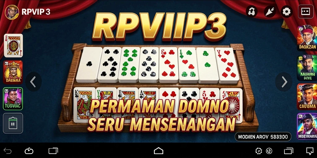 Tampilan gameplay seru Domino di RPVIP3 dengan banyak pemain aktif.