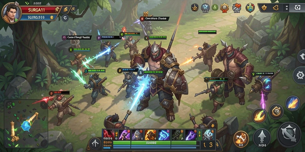 Gameplay SURGA11 yang menegangkan dengan banyak strategi.