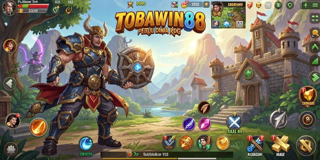 Screenshot TOBAWIN88 menampilkan aksi pertarungan seru dalam gameplay RPG.