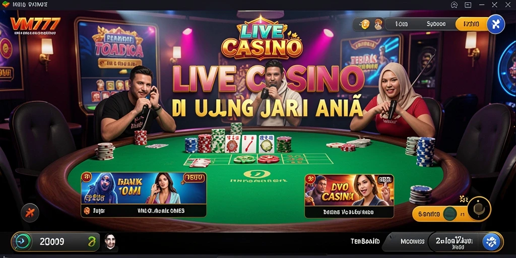 Tampilan gameplay Live Casino yang mendebarkan dan interaktif di VM777.